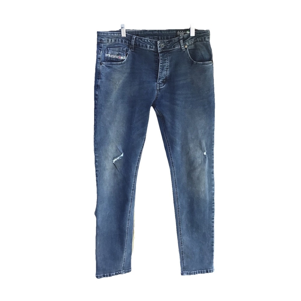 Diesel Buster Regular Slim Taper Distressed Stretch Jeans Men's 35x29 Dark Wash